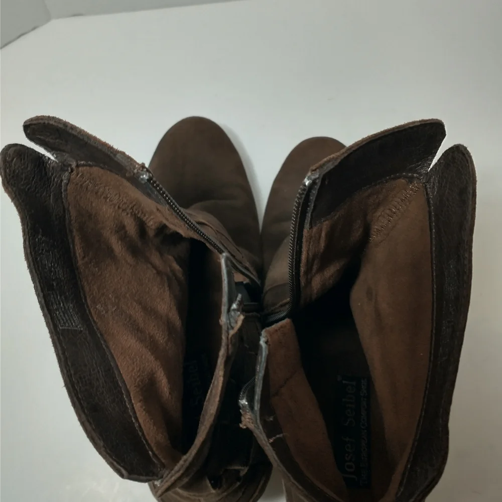 Joseph‎ Seibel Nubuck Brown Woven Leather Side Zip Ankle Boot, Women's Size 8.5